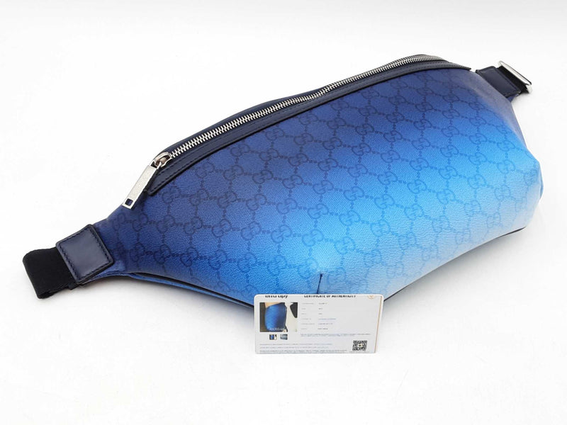 Gucci Chroma Large Belt Bag In Blue Gg Monogram Coated Canvas Fw1025szxdu