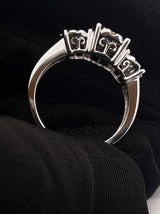0.55 Cttw Diamond & 14k White Gold Three Stone Halo Ring 3.5g Size 7 Fw0926wordu