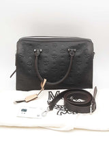 Mcm Ottomar Monogram Black Leather Boston Bag Eb0225lrxsa