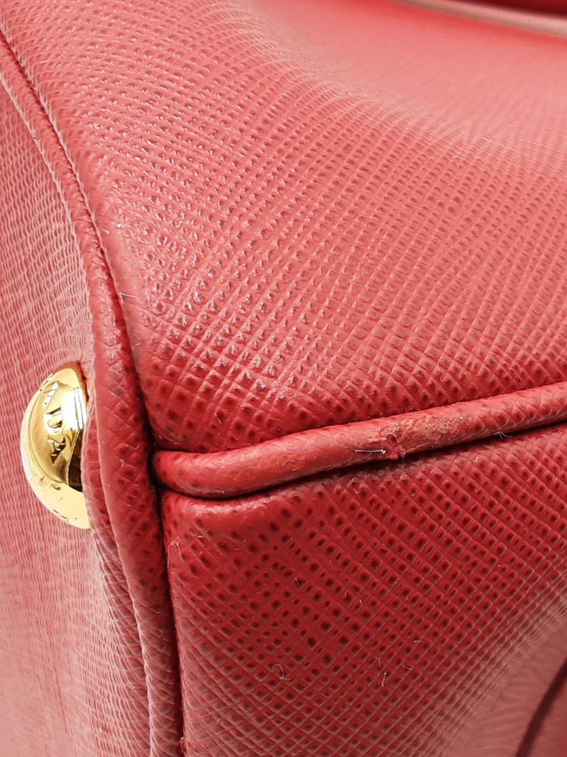 Prada Galleria Double Zip Tote Bag In Red Saffiano Leather Fw0925przdu