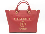Chanel Caviar Deauville Studded Tote Red Aa0825loxzsa