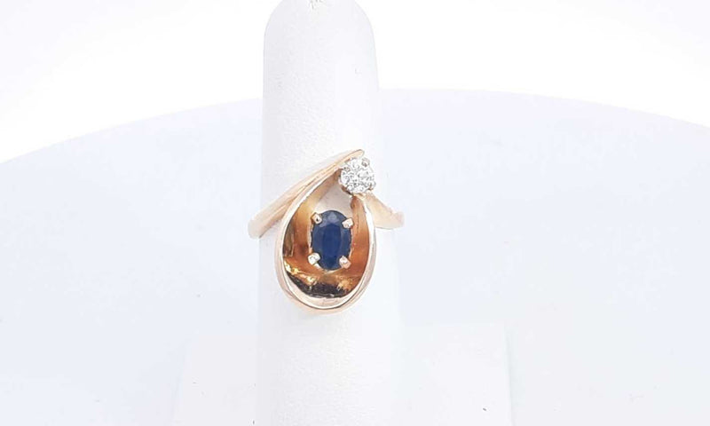 14k Yellow Gold Diamond & Blue Stone Ring Size 6 5.86 Grams Eb0224osrsa