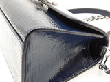 Tory Burch Britten Navy Blue Textured Patent Leather Top Handle Bag Eb0826lxzde