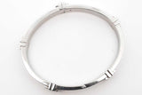 Tory Burch Silver Tone Logo Hinge Bangle Bracelet 6.5 In 7.2g Lh0924wrde