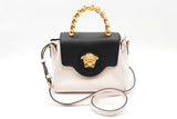 Versace La Medusa Black & White Leather Top Handle Bag Eb0926erxde