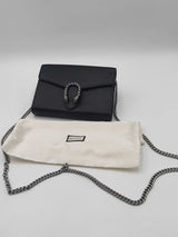 Gucci Dionysus Black Leather Wallet With Chain Eb0426wrxdu