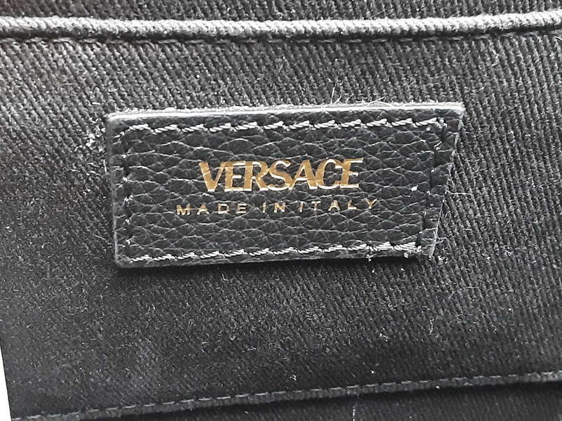 Versace Virtus Leather Black Handbag Aa0525wxzsa