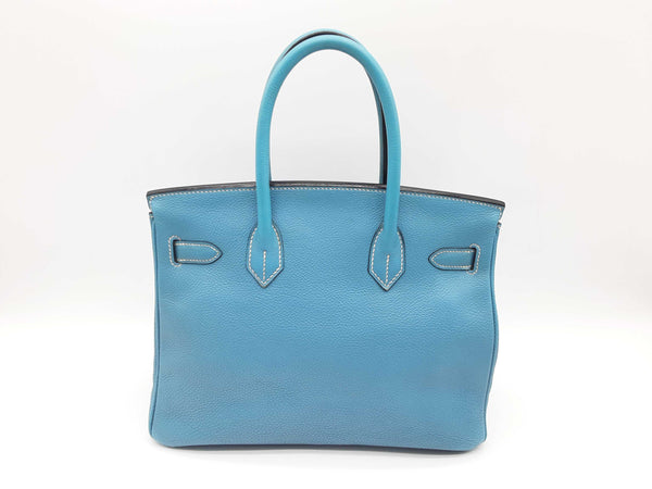 Hermes Birkin 30 Blue Jean Clemence Palladium Hardware Handbag Do0624lwxzxde