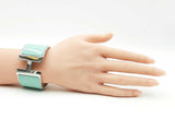 Hermès Extra Wide Clic H Silver-tone & Mint Green Enamel Bangle 7inch Fw0626oxzdu