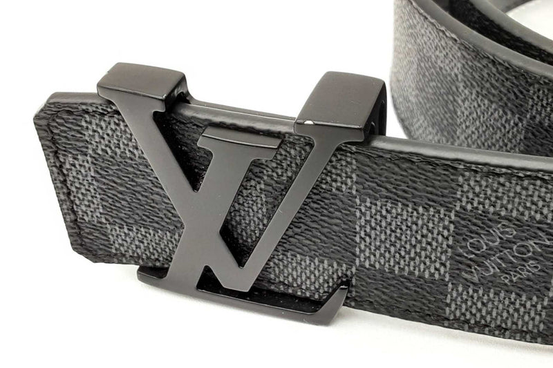 Louis Vuitton Damier Graphite Belt With Black Lv Logo Buckle Eb1024lrxdu