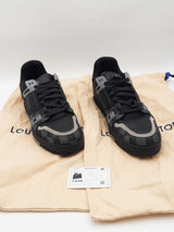 Louis Vuitton Trainer Damier Denim & Black Leather Sneakers Size 9 Eb0226wxzsa