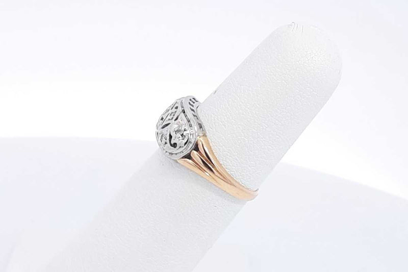 Diamond Ring In 14k Yellow Gold & White Gold 2.6 Grams Size 5.75 Eb1024cxsa