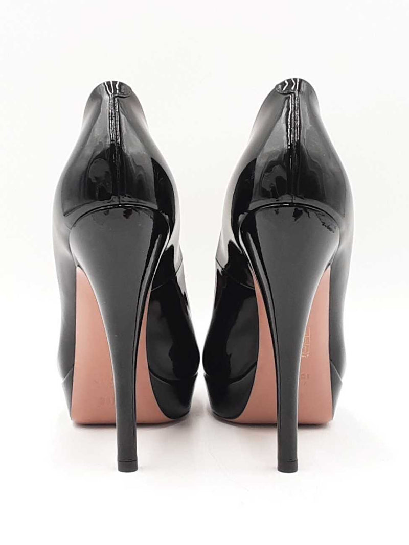 Gucci Lisbeth Black Patent Leather Platform Pumps Size Eu 38.5 Fw0825lxzdu