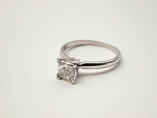 14k White Gold 2.3g 0.97 Carat Princess Cut Diamond Solitaire Do0524sxzde