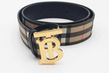 Burberry Check Belt With Gold-tone Tb Buckle Size S Eb0626lxzsa