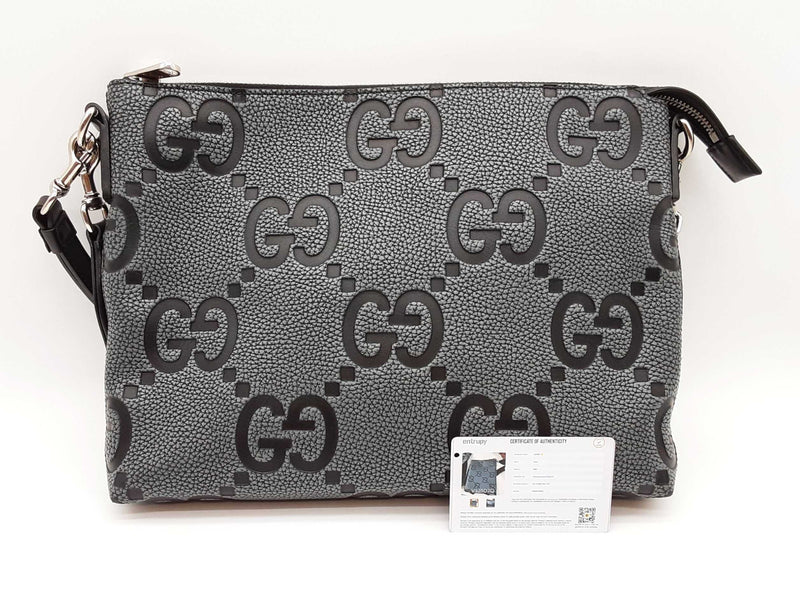 Gucci Jumbo Medium Gg Charcoal Gray Messenger Crossbody Bag Sd1025lozxde