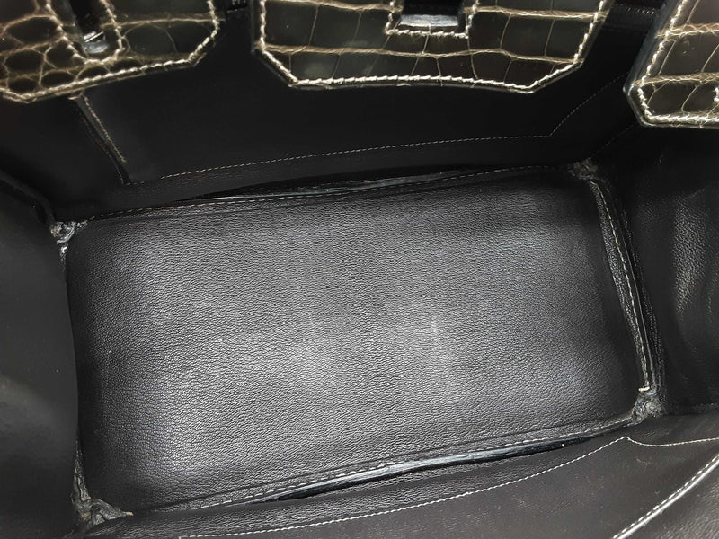 Hermes Birkin 30cm Graphite Gray Crocodile Palladium Handbag Do0925wprxzde