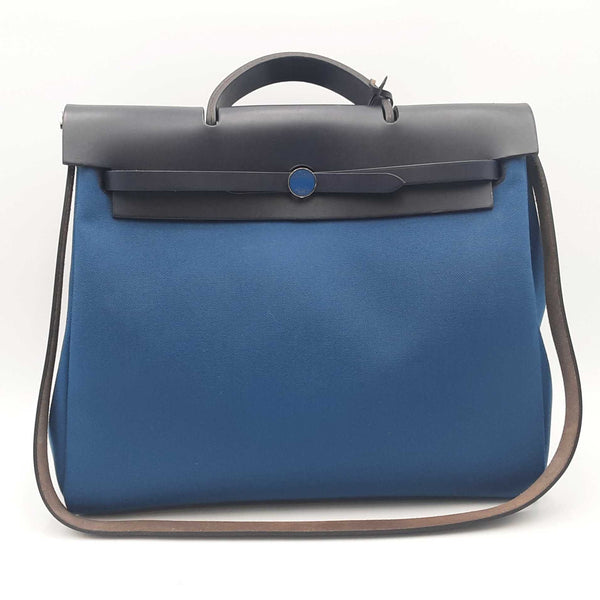 Hermes Toile Vache Hunter Herbag Zip 39mm Bleu Brighton Handbag Sd0825lzxzsa
