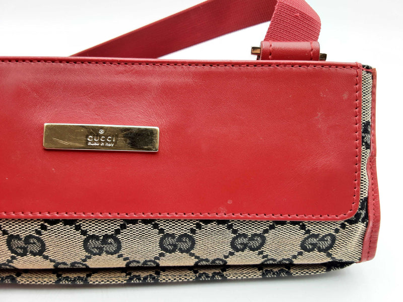 Gucci Monogram Canvas & Red Leather Messenger Crossbody Bag Eb1024lxzsa