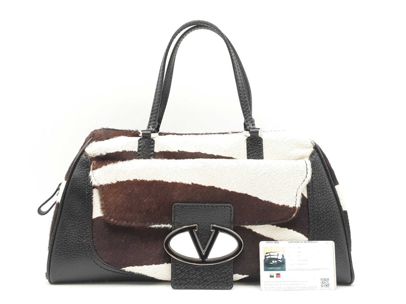 Valentino Garavani 9 To 5 Zebra Stripe Pony Hair Top Handle Bag Fw0325lzxdu