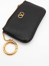 Valentino Garavani Vlogo Signature Leather Key Ring Pouch Wallet Eb1125lxzde