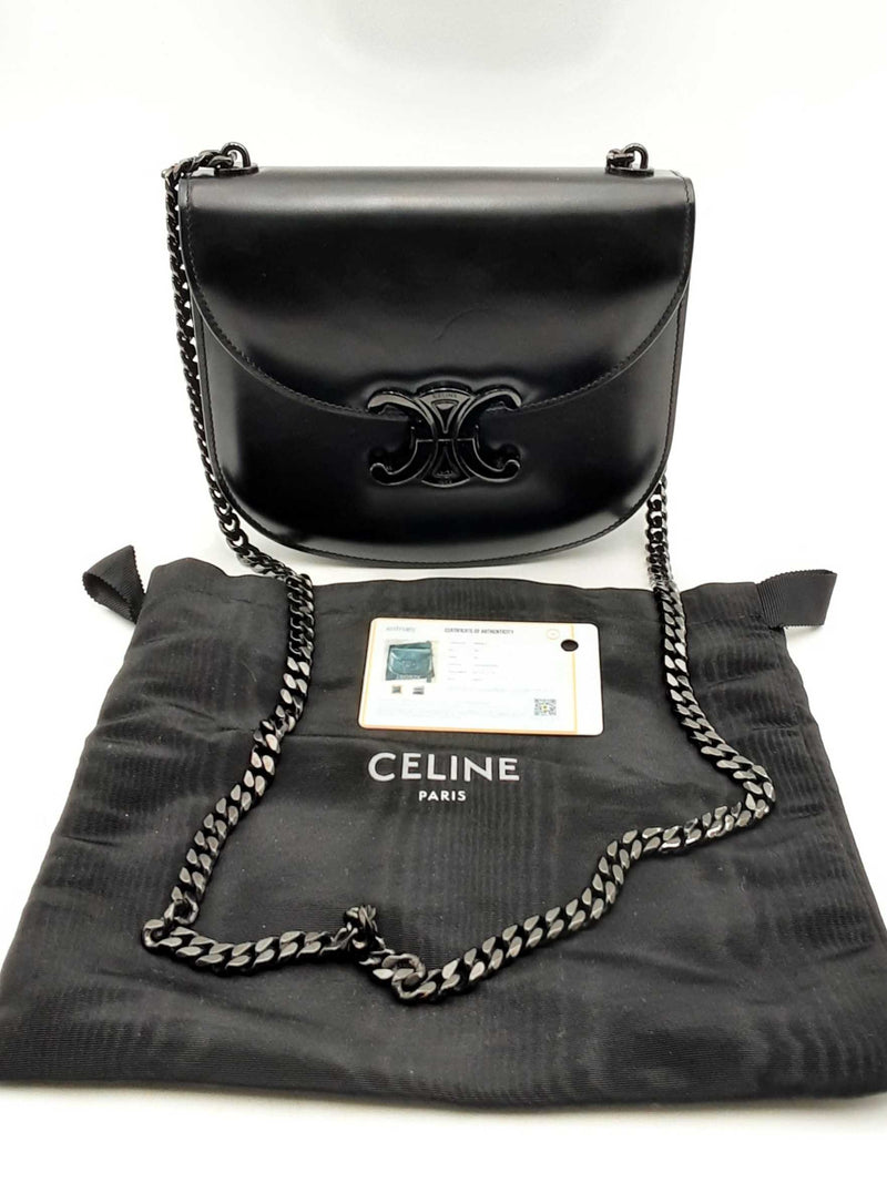 Celine Besace Triomphe Black Leather Shoulder Bag Eb1224lxxzsa