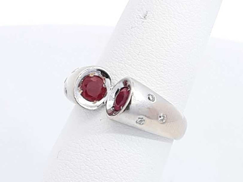 Red Gemstone Ring In 18k White Gold 4.9 Grams Size 6.5 Eb0824orxsa