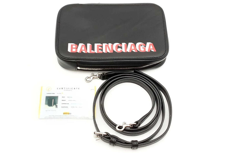 Balenciaga Logo Black Leather Cash & Phone Crossbody Bag Eb0223wxzsa