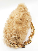 Bottega Veneta Chain Pouch In Beige Shearling Lambskin Fw0726irzdu
