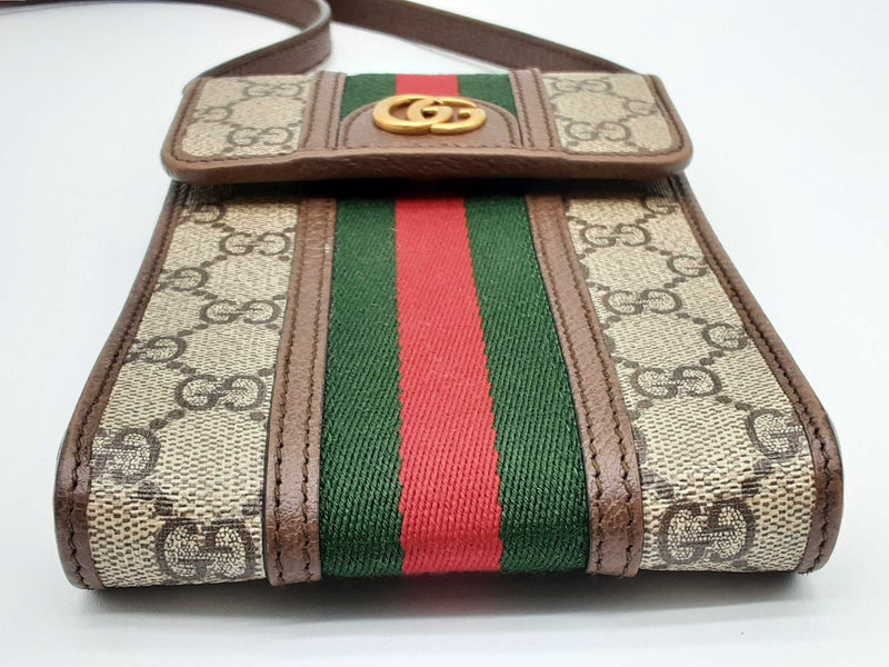 Gucci Ophidia Tan Gg Supreme Green Red Web Crossbody Bag Do0125wrxde