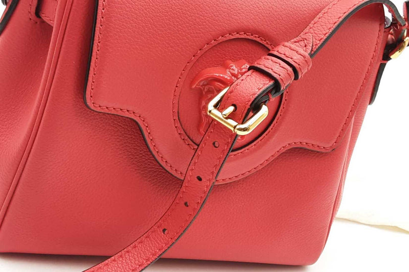 Versace La Medusa Red Leather Top Handle Bag Eb0125rxzsa