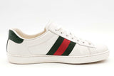 Gucci Aces White Leather Web Sneakers Size 8 Eb0726lrxsa