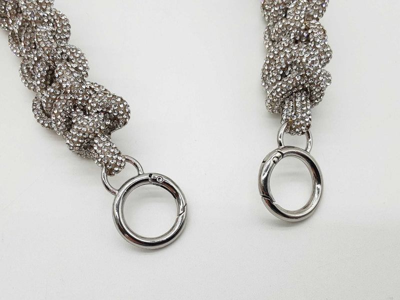 Panoptic Silver Rhinestone Crossbody Bag Strap Do1224wsde