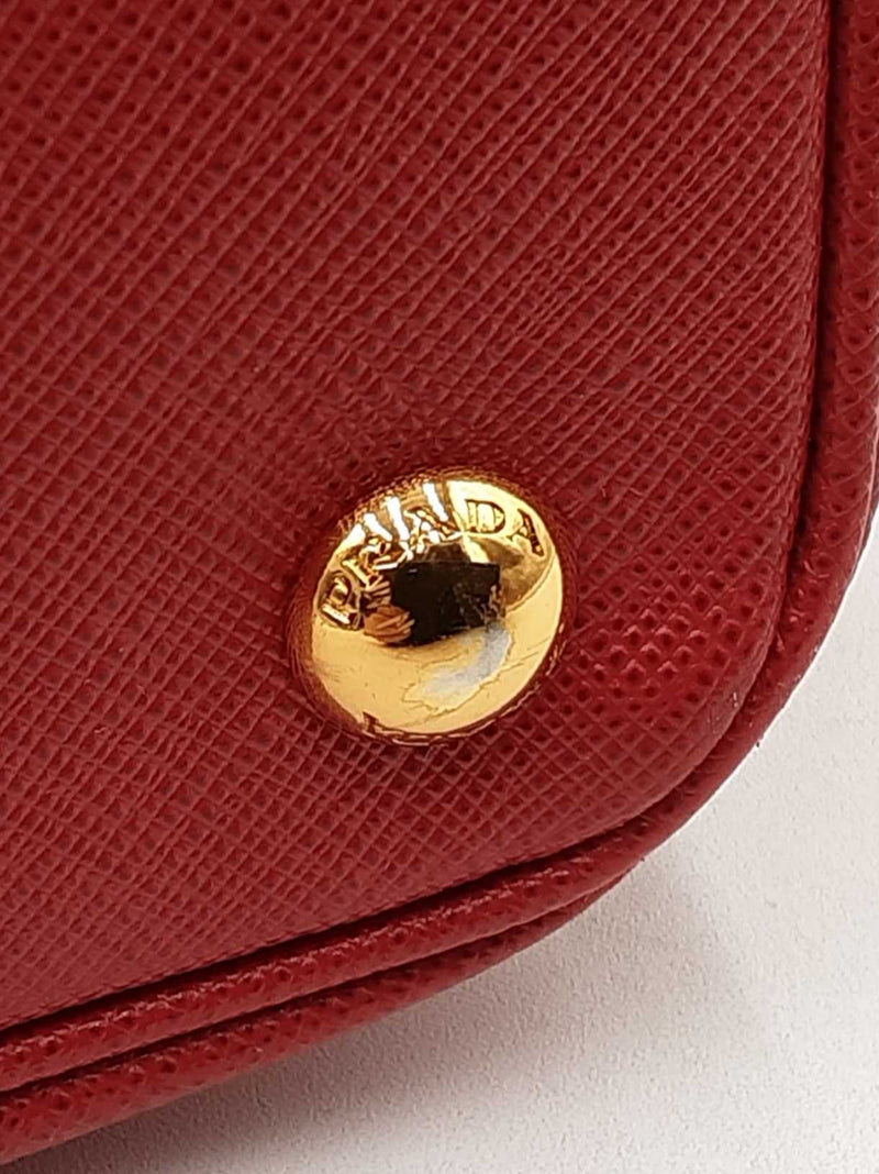 Prada Galleria Double Zip Tote Bag In Red Saffiano Leather Fw0925przdu