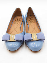 Salvatore Ferragamo Varina Blue Patent Leather Ballet Flats Size 5 Eb1125lxzdu