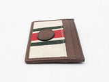 Gucci Web Card Holder Wallet In Beige Linen Fwlordu
