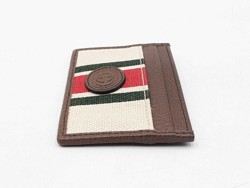 Gucci Web Card Holder Wallet In Beige Linen Fwlordu