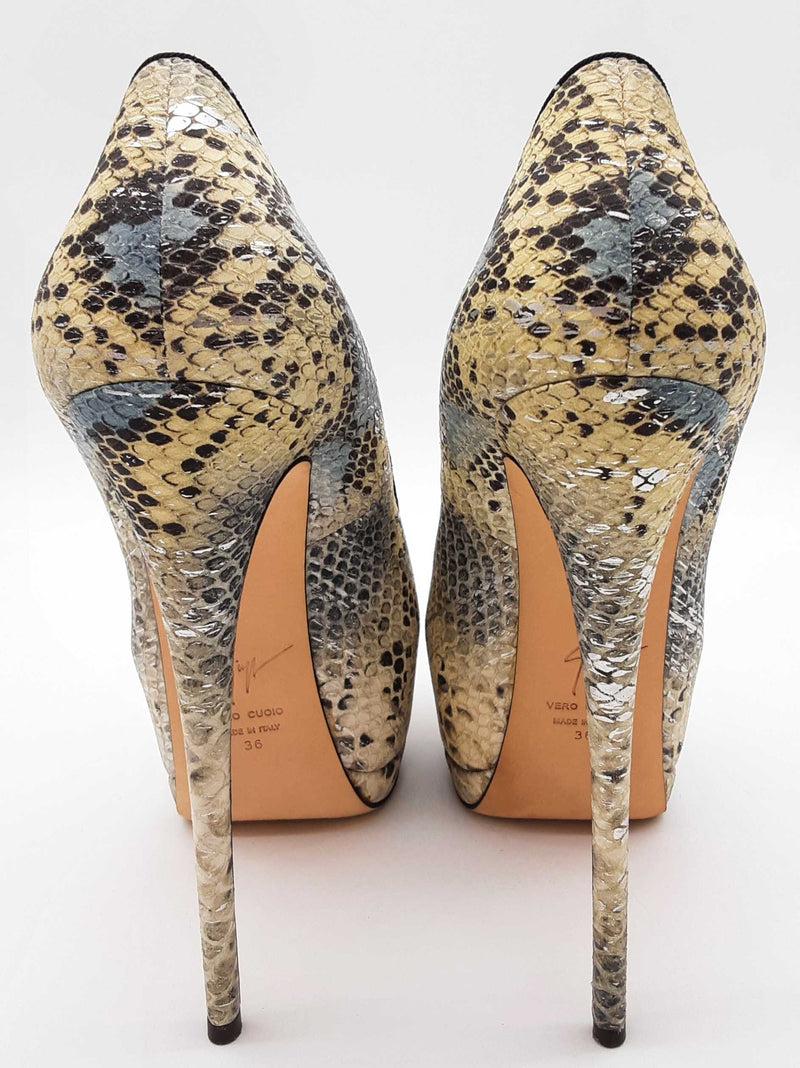 Giuseppe Zanotti Sharon Tricolor Python Embossed Heels Size Eu 36 Do0725crde