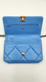 Chanel 19 Blue Quilted Lambskin Wallet On Chain Fw1124lcrxdu