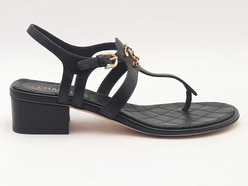 Chanel Cc Leather Flats Black Size Eu 37 Aa1025lzxsa