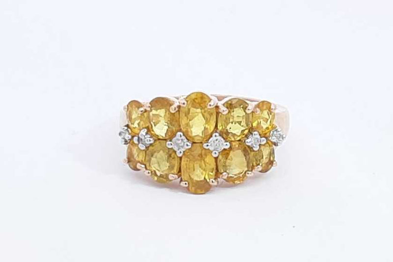 Yellow Gemstone & Diamond Ring In 14k Yellow Gold 3.5 Grams Size 7.5 Eb1024loxsa