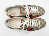 Gucci Ace Blue & Red Web Gg Supreme Monogram Sneakers Size Us9.5 Men Fw1224lrxsa