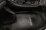 Versace Greca Silver Glitter Studded Black Suede Sneakers Size 44.5 Eb0926lorsa