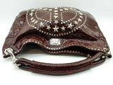 Jimmy Choo Studded Peace Sign Dark Maroon Red Hobo Shoulder Bag Do0626crde