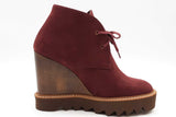 Stella Mccartney Leana Faux Suede Burgundy Wedges Size 40 Eb0925exde