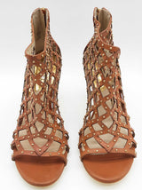 Michael Kors Yvonne Gold Brown Leather Caged Heels Size Us 8m Womens Do0525oxde