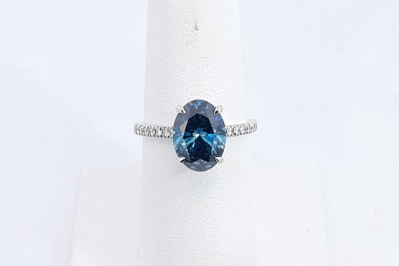 Lab Grown Oval Blue Diamond 2.69ctw Ring In 14k White Gold 3.2g Eb0923orzxsa