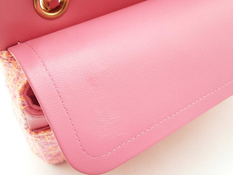 Chanel Classic Medium Tweed Pink Handbag Aa0625rrxzsa