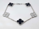Van Cleef & Arpels Alhambra Bracelet 18k Gold Diamond & Onyx 7.5 In Fw0426czxzdu