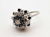 Sapphires And Natural Diamonds 14k White Gold 8.0g Ring Size 6.25 Do0726cxzde